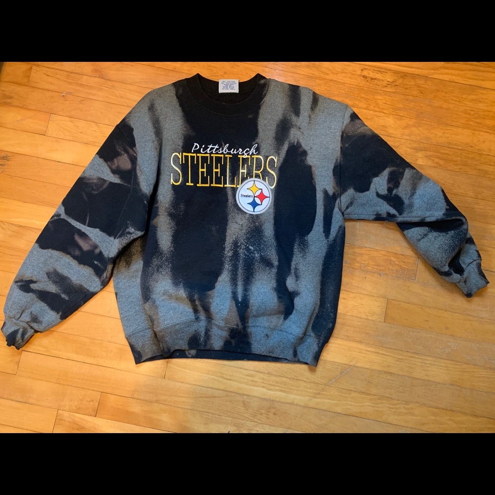 Steelers Bleached Tie Dye Vintage Sweatshirt